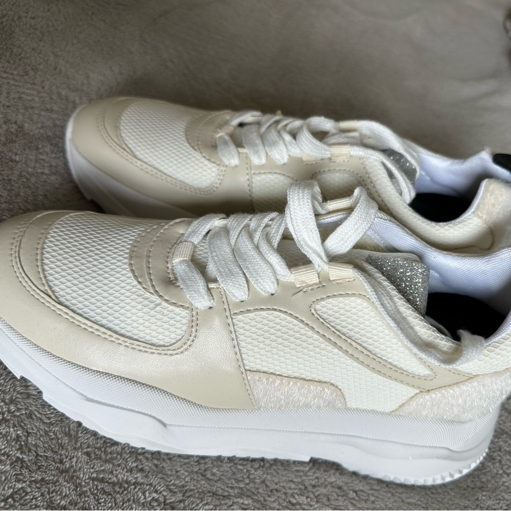 Tan and white platform sneakers. Never worn.